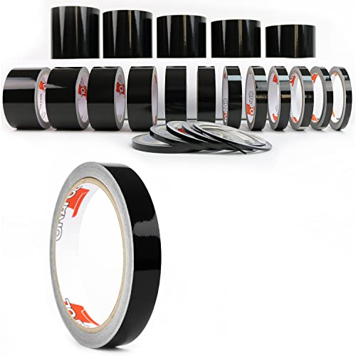 1A Style Sticker Zierstreifen Glanz Folie Folienstreifen Autodekor Pinstripes Dekorstreifen Modellbau KFZ Wohnwagen Boot Bike DIY Basteln Möbel (16 mm, Schwarz) von 1A Style Sticker