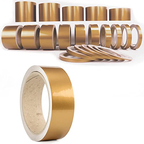 1A Style Sticker Zierstreifenaufkleber Metallic Glanz Styling Zierstreifen Klebebänder Pinstripes Line Vinyl Decal Stripes (25 mm, Gold) von 1A Style Sticker