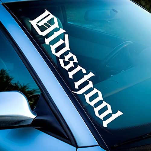 Auto Aufkleber Oldschool Oldtimer Sticker Frontscheibe Heckscheibe Tuning Iron Cross Totenkopf Würfel Folien Schriftzug Rockabilly (349 Oldschool 30cm, Schwarz Glanz Uni) von 1A Style Sticker