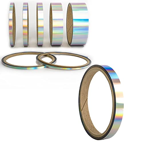 Bastel Zierstreifen Hologramm Oilslick Folie Selbstklebend Zierband Kreativ DIY Projekte Kinderzimmer Bad Küche Fliesen Möbel Schrank Tisch Borte Modellbau Kunst (15 mm, Holo Silber) von 1A Style Sticker