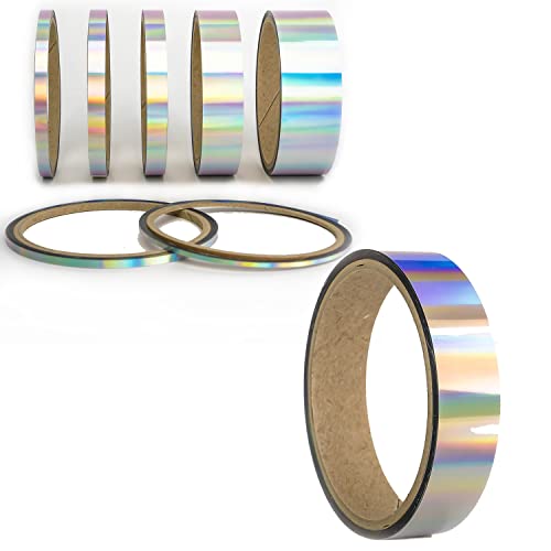 Bastel Zierstreifen Hologramm Oilslick Folie Selbstklebend Zierband Kreativ DIY Projekte Kinderzimmer Bad Küche Fliesen Möbel Schrank Tisch Borte Modellbau Kunst (20 mm, Holo Silber) von 1A Style Sticker