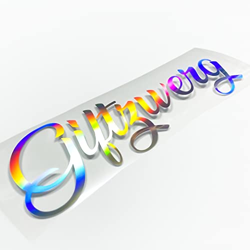 Giftzwerg Autoaufkleber Lustig und Frech in Hologramm Oilslick Folien Tuning Sticker für Autoscheiben und Karosserie (Giftzwerg 30cm x 9,8cm, Holo Glitzer Silber) von 1A Style Sticker