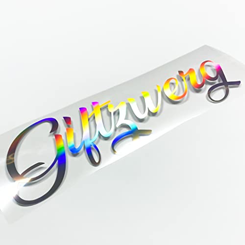 Giftzwerg Autoaufkleber Lustig und Frech in Hologramm Oilslick Folien Tuning Sticker für Autoscheiben und Karosserie (Giftzwerg 30cm x 9,8cm, Holo Mosaik Blau) von 1A Style Sticker