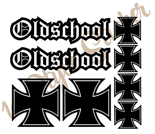 OLD SCHOOL Sticker SET IRON CROSS eiserners Kreuz Aufkleber Arme Armi Bundeswehr Vintage muscle car big block us v6 v8 gib neu stciker oldschool von 1A Style Sticker