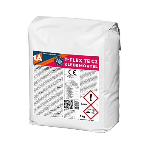 1A Bauchemie T-FLEX TE C2 Fliesenkleber - universell für Innen- und Außenbereich, grau, 5 kg von 1A