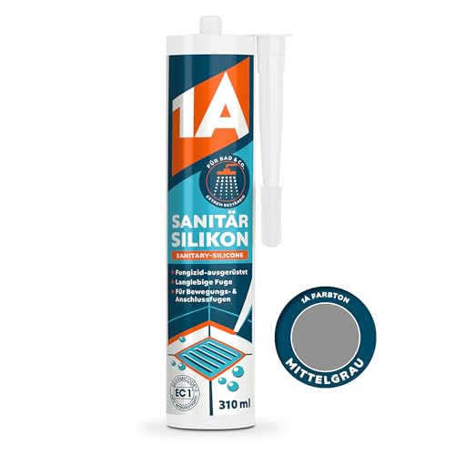 1A Sanitär Silikon für Bewegungs-, Dehnungs- und Anschlussfugen, mittelgrau, 310 ml von 1A
