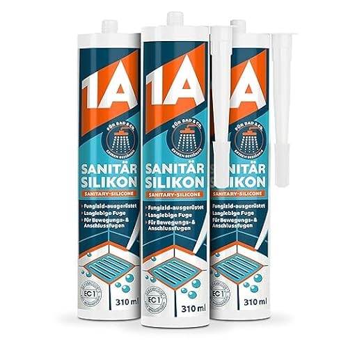 1A Sanitär Silikon für Bewegungs-, Dehnungs- und Anschlussfugen, sandgrau, 3x 310 ml von 1A