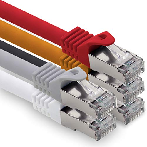 0,25m - 5 Farben 01 CAT.7 Computer Ethernet Kabel Netzwerkkabel (Rohkabel) Patchkabel S-FTP LSZH PIMF 10GB s RJ45 Stecker Cat6a von 1CONN