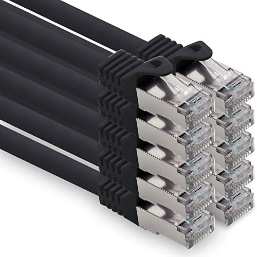 0,25m - schwarz - 10 Stück CAT.7 Computer Ethernet Kabel Netzwerkkabel (Rohkabel) Patchkabel S-FTP LSZH PIMF 10GB s RJ45 Stecker Cat6a von 1CONN