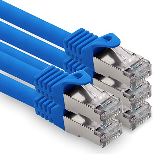 0,5m - blau - 5 Stück CAT.7 Computer Ethernet Kabel Netzwerkkabel (Rohkabel) Patchkabel S-FTP LSZH PIMF 10GB s RJ45 Stecker Cat6a von 1CONN