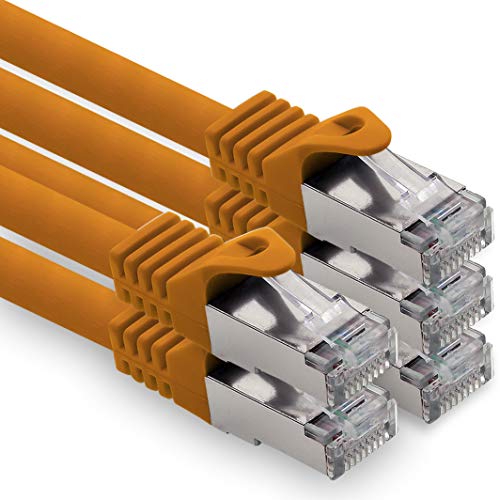 0,5m - orange - 5 Stück CAT.7 Computer Ethernet Kabel Netzwerkkabel (Rohkabel) Patchkabel S-FTP LSZH PIMF 10GB s RJ45 Stecker Cat6a von 1CONN