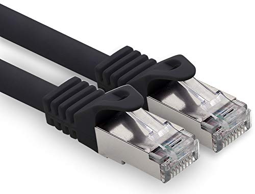 0,5m - schwarz - 1 Stück CAT.7 Computer Ethernet Kabel Netzwerkkabel (Rohkabel) Patchkabel S-FTP LSZH PIMF 10GB s RJ45 Stecker Cat6a von 1CONN
