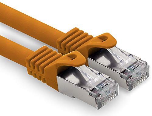 1,0m - orange - 1 Stück CAT.7 Computer Ethernet Kabel Netzwerkkabel (Rohkabel) Patchkabel S-FTP LSZH PIMF 10GB s RJ45 Stecker Cat6a von 1CONN