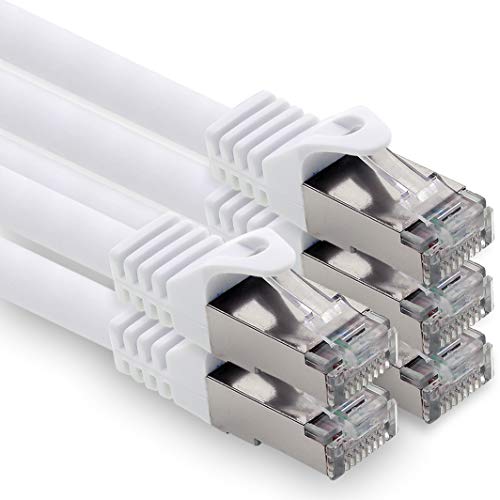 1,0m - weiss - 5 Stück CAT.7 Computer Ethernet Kabel Netzwerkkabel (Rohkabel) Patchkabel S-FTP LSZH PIMF 10GB s RJ45 Stecker Cat6a von 1CONN