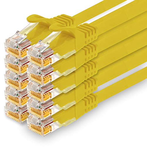 1CONN - 0,25m Netzwerkkabel, Ethernet, Lan & Patchkabel für maximale Internet Geschwindigkeit & verbindet alle Geräte mit RJ 45 Buchse Gelb - 10 Stück von 1CONN