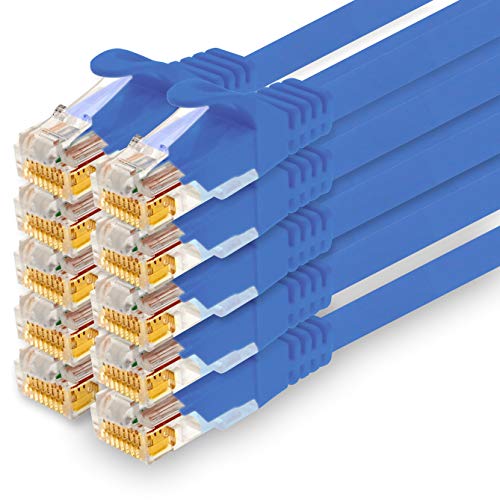 1CONN - 0,25m Netzwerkkabel, Ethernet, Lan & Patchkabel für maximale Internet Geschwindigkeit & verbindet alle Geräte mit RJ 45 Buchse blau - 10 Stück von 1CONN