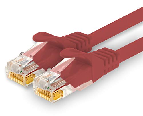 1CONN - 0,25m Netzwerkkabel, Ethernet, Lan & Patchkabel für maximale Internet Geschwindigkeit & verbindet alle Geräte mit RJ 45 Buchse rot - 1 Stück von 1CONN