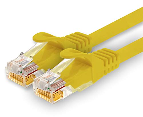 1CONN - 0,5m Netzwerkkabel, Ethernet, Lan & Patchkabel für maximale Internet Geschwindigkeit & verbindet alle Geräte mit RJ 45 Buchse Gelb - 1 Stück von 1CONN