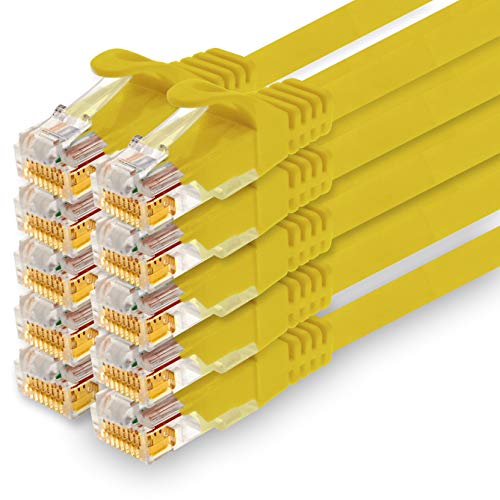 1CONN - 0,5m Netzwerkkabel, Ethernet, Lan & Patchkabel für maximale Internet Geschwindigkeit & verbindet alle Geräte mit RJ 45 Buchse Gelb - 10 Stück von 1CONN