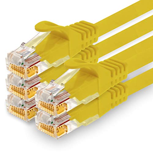 1CONN - 0,5m Netzwerkkabel, Ethernet, Lan & Patchkabel für maximale Internet Geschwindigkeit & verbindet alle Geräte mit RJ 45 Buchse Gelb - 5 Stück von 1CONN