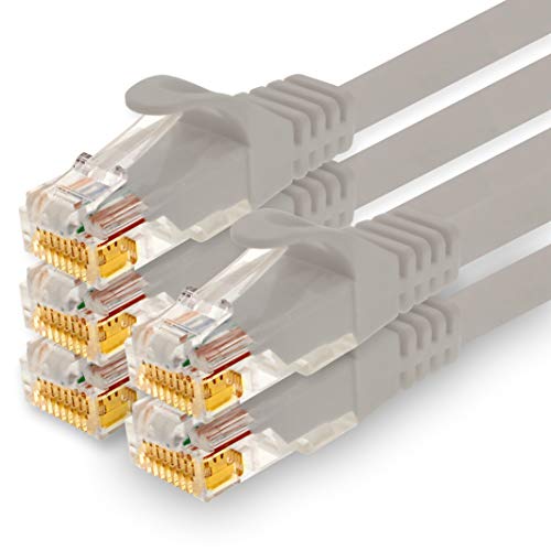1CONN - 0,5m Netzwerkkabel, Ethernet, Lan & Patchkabel für maximale Internet Geschwindigkeit & verbindet alle Geräte mit RJ 45 Buchse grau - 5 Stück von 1CONN