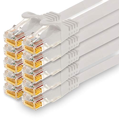 1CONN - 0,5m Netzwerkkabel, Ethernet, Lan & Patchkabel für maximale Internet Geschwindigkeit & verbindet alle Geräte mit RJ 45 Buchse weiss - 10 Stück von 1CONN