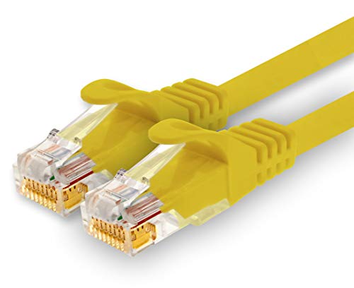 1CONN - 1,0m Netzwerkkabel, Ethernet, Lan & Patchkabel für maximale Internet Geschwindigkeit & verbindet alle Geräte mit RJ 45 Buchse Gelb - 1 Stück von 1CONN