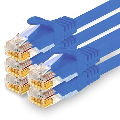 1CONN - 1,0m Netzwerkkabel, Ethernet, Lan & Patchkabel für maximale Internet Geschwindigkeit & verbindet alle Geräte mit RJ 45 Buchse blau - 5 Stück von 1CONN