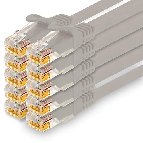 1CONN - 1,0m Netzwerkkabel, Ethernet, Lan & Patchkabel für maximale Internet Geschwindigkeit & verbindet alle Geräte mit RJ 45 Buchse grau - 10 Stück von 1CONN