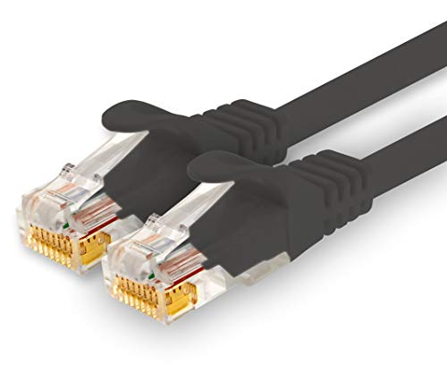 1CONN - 1,0m Netzwerkkabel, Ethernet, Lan & Patchkabel für maximale Internet Geschwindigkeit & verbindet alle Geräte mit RJ 45 Buchse schwarz - 1 Stück von 1CONN