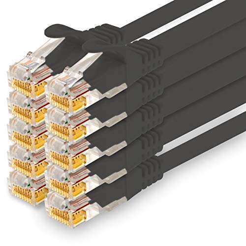 1CONN - 1,0m Netzwerkkabel, Ethernet, Lan & Patchkabel für maximale Internet Geschwindigkeit & verbindet alle Geräte mit RJ 45 Buchse schwarz - 10 Stück von 1CONN