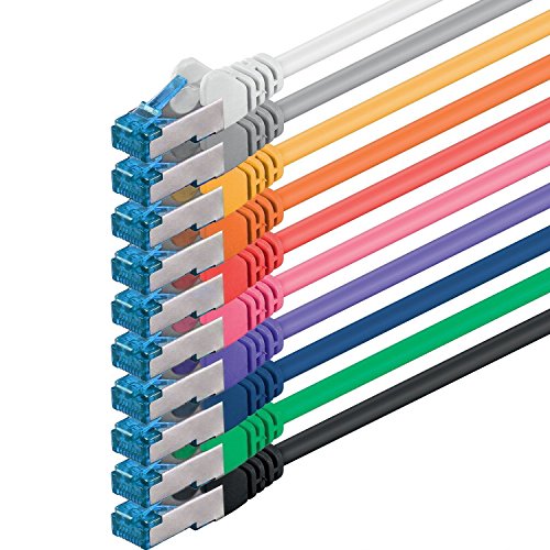 1CONN 10x 10.0 M - CAT-6a Netzwerk-Kabel Ethernet Cable Lan Patch RJ-45 Stecker SFTP 10GB/s - 10 Stück 10 Farben von 1CONN