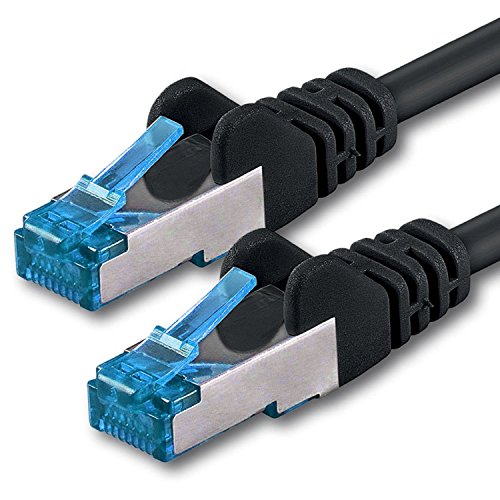 1CONN 1x 10.0 M - CAT-6a Netzwerk-Kabel Ethernet Cable Lan Patch RJ-45 Stecker SFTP 10GB/s - 1 Stück Schwarz von 1CONN