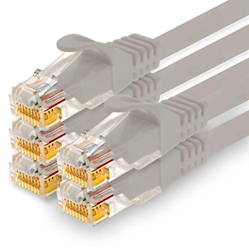 1CONN - 2,0m Netzwerkkabel, Ethernet, Lan & Patchkabel für maximale Internet Geschwindigkeit & verbindet alle Geräte mit RJ 45 Buchse grau - 5 Stück von 1CONN