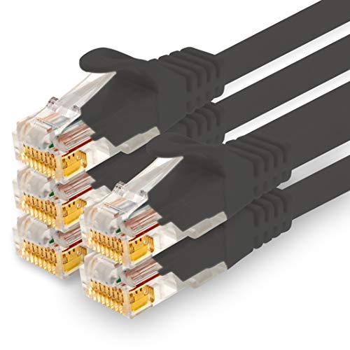 1CONN - 2,0m Netzwerkkabel, Ethernet, Lan & Patchkabel für maximale Internet Geschwindigkeit & verbindet alle Geräte mit RJ 45 Buchse schwarz - 5 Stück von 1CONN