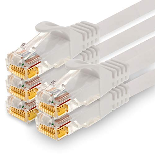 1CONN - 2,0m Netzwerkkabel, Ethernet, Lan & Patchkabel für maximale Internet Geschwindigkeit & verbindet alle Geräte mit RJ 45 Buchse weiss - 5 Stück von 1CONN