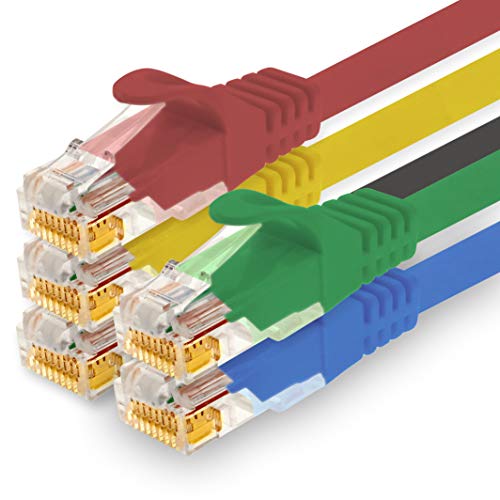 1CONN - 5,0m Netzwerkkabel, Ethernet, Lan & Patchkabel für maximale Internet Geschwindigkeit & verbindet alle Geräte mit RJ 45 Buchse 5 Farben 01 von 1CONN