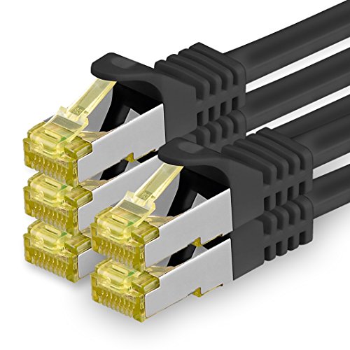 1CONN 5x 0.25 M - CAT-7 Cat.7 Netzwerk-Kabel, Ethernet, Lan & Patch Kabel RJ-45 SFTP 10GB/s - schwarz von 1CONN