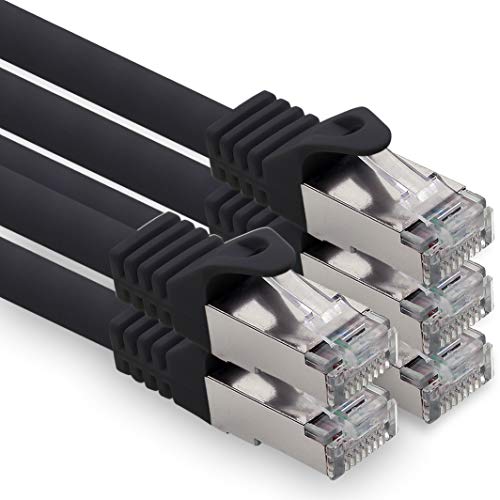 2,0m - schwarz - 5 Stück CAT.7 Computer Ethernet Kabel Netzwerkkabel (Rohkabel) Patchkabel S-FTP LSZH PIMF 10GB s RJ45 Stecker Cat6a von 1CONN