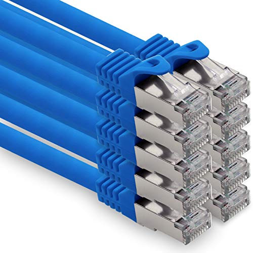 5,0m - blau - 10 Stück CAT.7 Computer Ethernet Kabel Netzwerkkabel (Rohkabel) Patchkabel S-FTP LSZH PIMF 10GB s RJ45 Stecker Cat6a von 1CONN