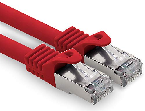 5,0m - rot - 1 Stück CAT.7 Computer Ethernet Kabel Netzwerkkabel (Rohkabel) Patchkabel S-FTP LSZH PIMF 10GB s RJ45 Stecker Cat6a von 1CONN