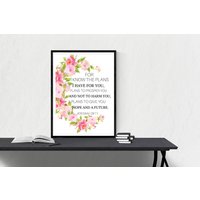 Für Ich Kenne Die Pläne, Habe Für Sie Jeremia 29 Poster Bibel Vers Poster, Baby Mädchen Taufe Erstkommunion Geschenk von 1CORINTHIANS1557