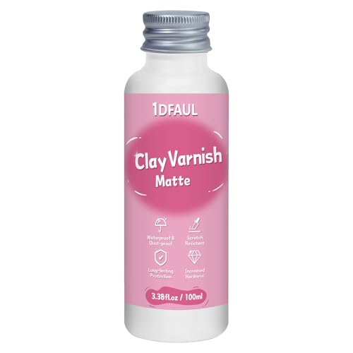 1DFAUL Tonlack zum Lufttrocknenden Ton, 100 ml, mattes Finish, lufttrocknende Tonglasur, hochglänzend und wasserdicht, kratzfest, Design für lufttrocknende Tonkeramik (matt) von 1DFAUL