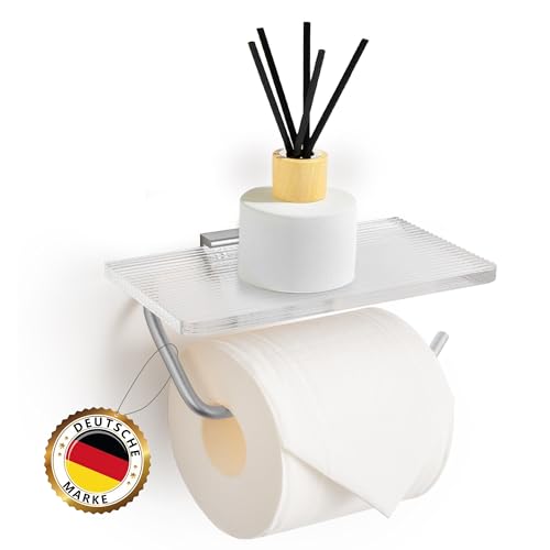 1Hive Toilettenpapierhalter ohne Bohren sofort anwendbar, Klorollenhalter selbstklebend oder Schraubmontage mit Ablage WC Rollenhalter Klopapierhalter luxuriös für Aufbewahrung (Silber) von 1HIVE