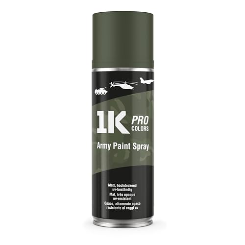 Militär-Farbspray Army 1K PRO – 400ml Spraydose matt, Militärfarbe, UV und wetterfest, schnelltrocknend, DIY Projekt - RAL6003 NVA Grün von 1K PRO COLORS