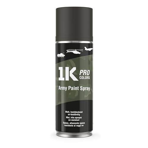 Militär-Farbspray Army 1K PRO – 400ml Spraydose matt, Militärfarbe, UV und wetterfest, schnelltrocknend, DIY Projekt - RAL6014 Olivegrün von 1K PRO COLORS
