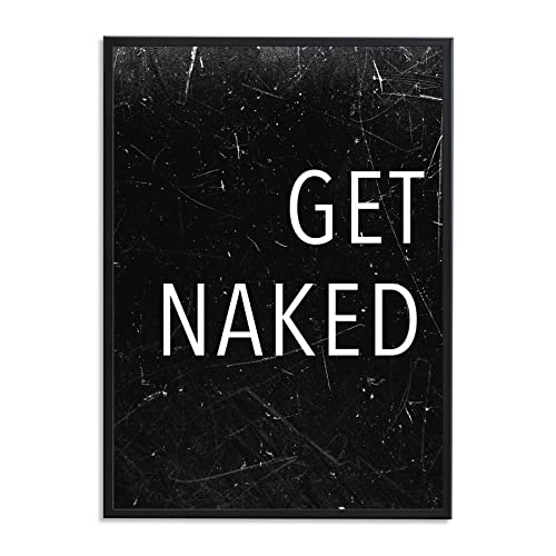 1M® Poster - Badezimmer Deko Bilder - hochwertiger Kunstdruck - schwarz weiß Wandbilder - WC Deko - DIN A4 Get Naked von 1M