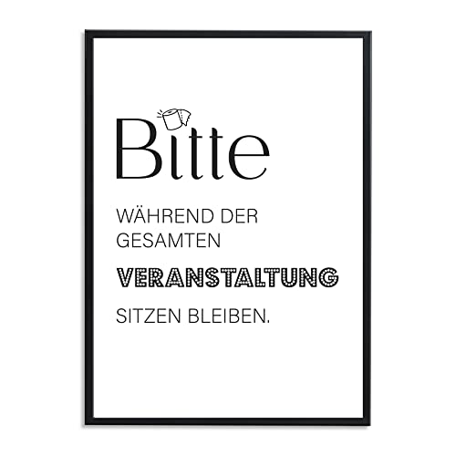 1M® Poster - Badezimmer Deko Bilder - stilvoller Kunstdruck - schwarz weiß Wandbilder - WC Deko - DIN A4 Veranstaltung von 1M