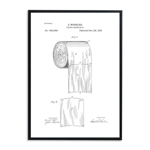 1M® Poster - Badezimmer Deko Bilder - stilvoller Kunstdruck - schwarz weiß Wandbilder - WC Deko - DIN A3 Patent von 1M