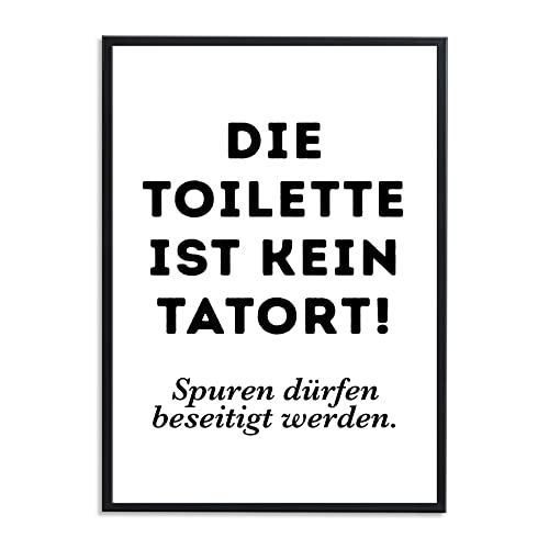 1M® Poster - Badezimmer Deko Bilder - hochwertiger Kunstdruck - schwarz weiß Wandbilder - WC Deko - DIN A4 Tatort - Geschenkidee von 1M